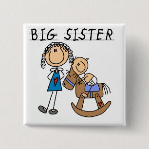 Big Sister Baby Brother T-shirts en cadeautjes Vierkante Button 5,1 Cm