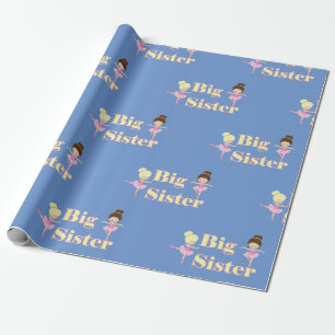 Big Sister Ballerina Sibling Blue Cadeaupapier
