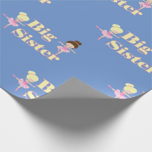Big Sister Ballerina Sibling Blue Cadeaupapier (Hoek)