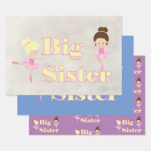 Big Sister Ballerina Sibling Inpakpapier Vel