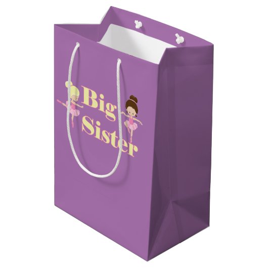 Big Sister Ballerina Sibling Medium Cadeauzakje (Achterkant Gekanteld)