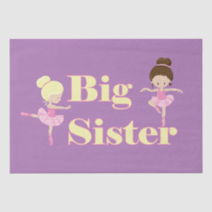 Big Sister Ballerina Sibling Paars Tissuepapier