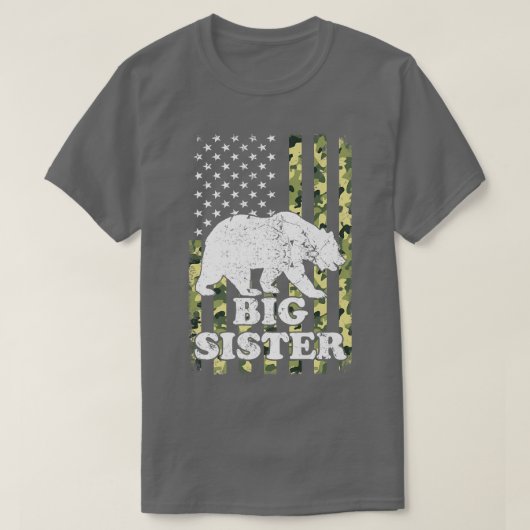 Big Sister Bear Camping Hiking Camouflage USA Amer T-shirt (Design voorkant)