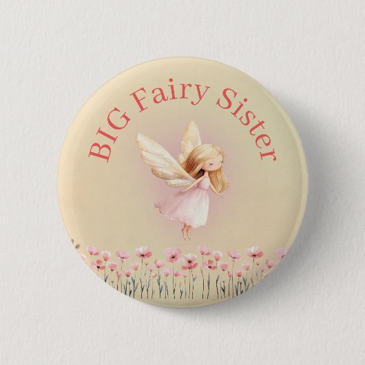 Big Sister Birthday Fairy Ronde Button 5,7 Cm (Voorkant)