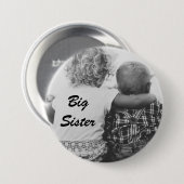 Big Sister Black en White Photo Button (Voorkant /achterkant)