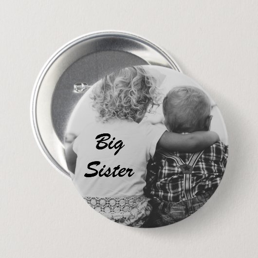 Big Sister Black en White Photo Button (Voorkant /achterkant)