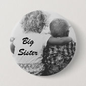Big Sister Black en White Photo Button (Voorkant)