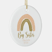 Big Sister Boho Rainbow Pink Gold gepersonaliseerd Keramisch Ornament (Rechts)
