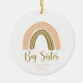 Big Sister Boho Rainbow Pink Gold gepersonaliseerd Keramisch Ornament (Voorkant)