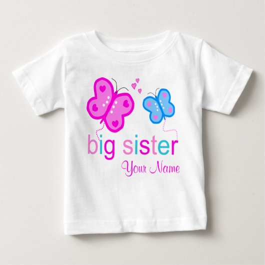 Big Sister Butterfly gepersonaliseerd T-shirt (Voorkant)