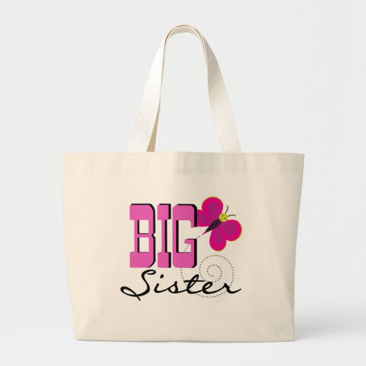 Big Sister Butterfly Tshirts en cadeaus Grote Tote Bag (Voorkant)