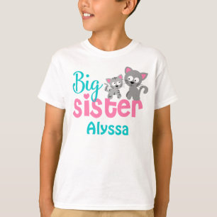 Big Sister Cat Pink Blauwgroen, persoonlijk shirt