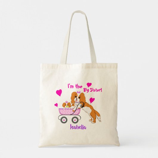 Big Sister Cavalier King Charles Spaniel Naam Tote Bag (Achterkant)