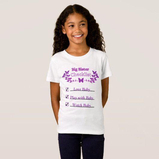 Big Sister Checklist T-shirt (Voorkant volledig)