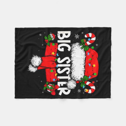Big Sister Christmas Pajama Santa Claus Family Mat Fleece Deken (Voorkant (Horizontaal))