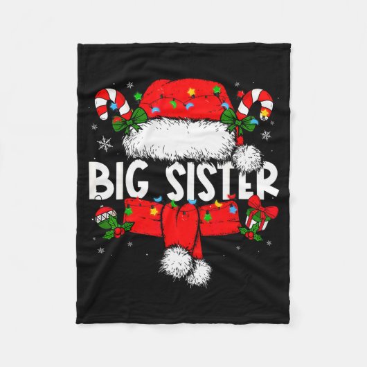 Big Sister Christmas Pajama Santa Claus Family Mat Fleece Deken (Voorkant)