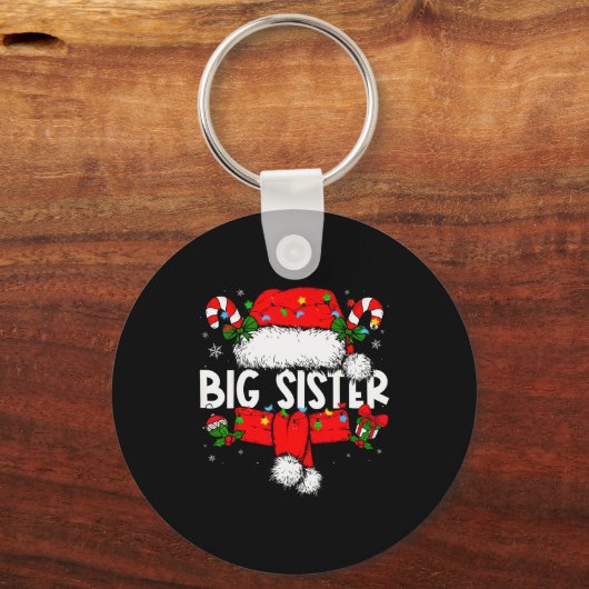 Big Sister Christmas Pajama Santa Claus Family Mat Sleutelhanger (Voorkant)