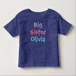 Big Sister Colorful Monogram Girl's Kinder Shirts<br><div class="desc">Personaliseer het t-shirt van dit stijlvolle grote zustermeisje met de naam van het kind. Violet paarse,  felroze en aquablauwe kleuren - veel shirt stijl,  grootte en kleur opties beschikbaar.</div>