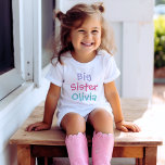 Big Sister Colorful Monogram Girl's T-shirt<br><div class="desc">Personaliseer het t-shirt van dit stijlvolle grote zustermeisje met de naam van het kind. Violet paarse,  felroze en aquablauwe kleuren - veel shirt stijl,  grootte en kleur opties beschikbaar.</div>