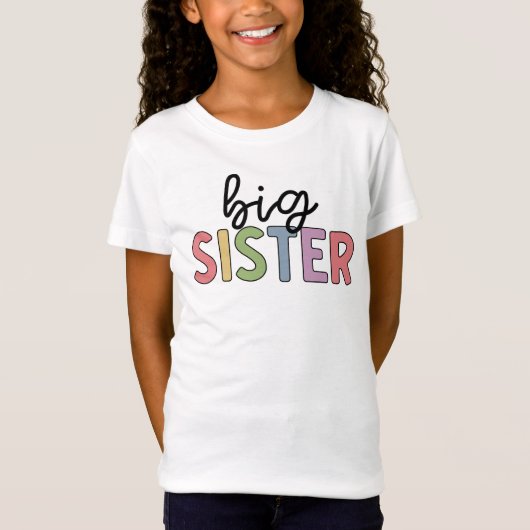 Big Sister Cute, bevorderd tot zuster T-shirt (Voorkant)