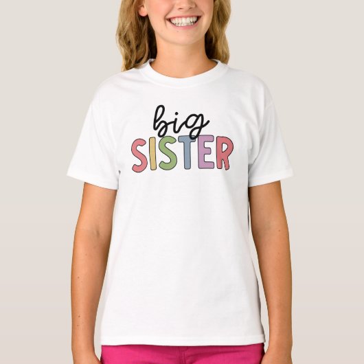 Big Sister Cute, bevorderd tot zuster T-shirt (Voorkant)
