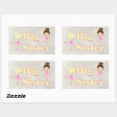 Big Sister Dancing Ballerina Sibling Rechthoekige Sticker (Vel)