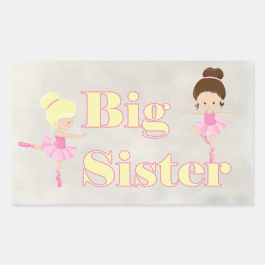 Big Sister Dancing Ballerina Sibling Rechthoekige Sticker (Voorkant)