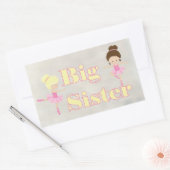 Big Sister Dancing Ballerina Sibling Rechthoekige Sticker (Envelop)