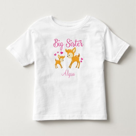 Big Sister Deer Gepersonaliseerd T-shirt (Voorkant)