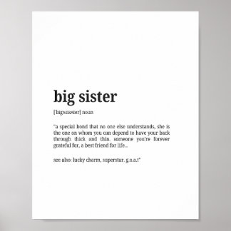 Big Sister Definition Wall Art Poster
