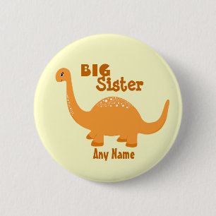 Big Sister Dinosaur Print Button