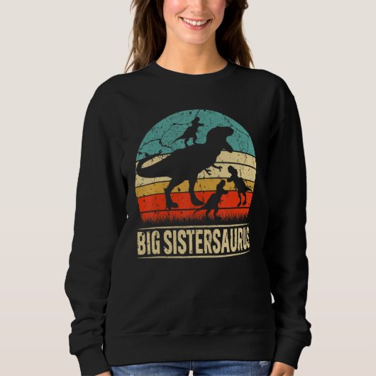 Big Sister Dinosaur T Rex Big Sistersaurus 3 Kinde Trui (Voorkant)