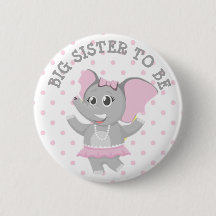 Big Sister Elephant Pink Polka Dot Baby shower Pin