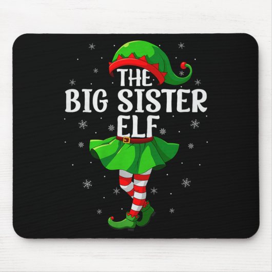 Big Sister Elf Christmas Girls Women Elf Squad Xma Muismat (Voorkant)