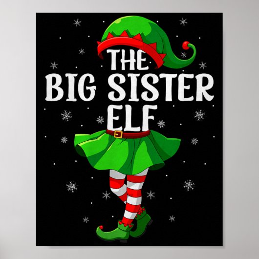 Big Sister Elf Christmas Girls Women Elf Squad Xma Poster (Voorkant)