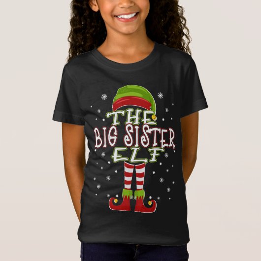 Big Sister Elf Family Matching 2021 Kerstmis  T-shirt (Voorkant)