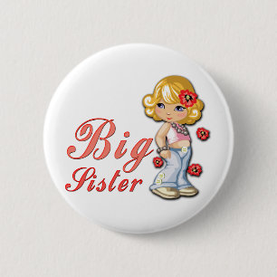 Big Sister en Flowers Ronde Button 5,7 Cm