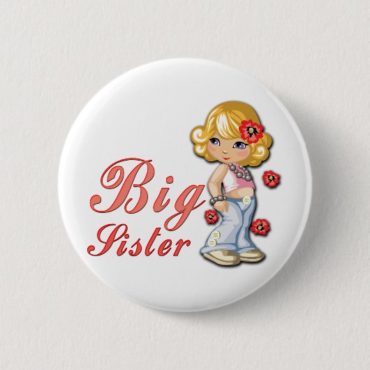 Big Sister en Flowers Ronde Button 5,7 Cm (Voorkant)
