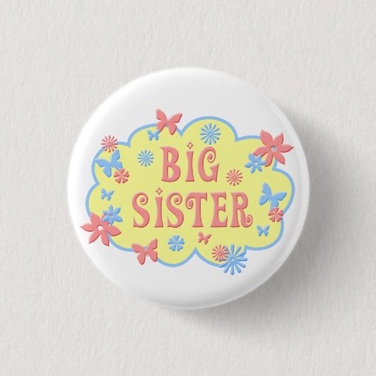 Big Sister Flower Butterfly Button (Voorkant)