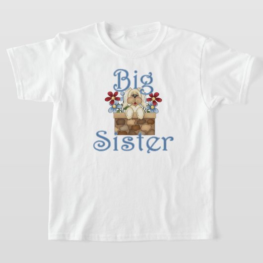 Big Sister Fluffy Pup Whimsical Dog T-shirt (Laagn)