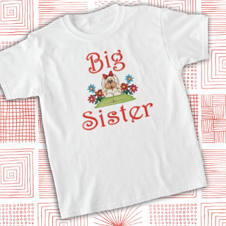 Big Sister Fluffy White Puppy Dog Whimsical T-shirt