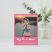 Big Sister Foto Zwangerschap Roze aankondiging (Staand voorkant)