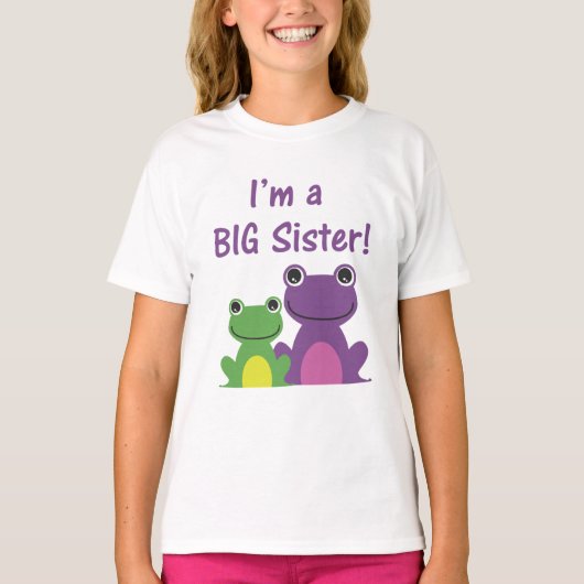 Big Sister Frog Sibling T (Paars/groen) T-shirt (Voorkant)