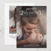 Big Sister Geboorte Aankondiging 2 Foto (Voorkant / Achterkant)