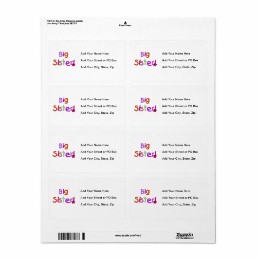 Big Sister Gifts Etiket (Full Sheet)