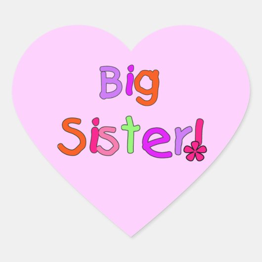 Big Sister Gifts Hart Sticker (Voorkant)