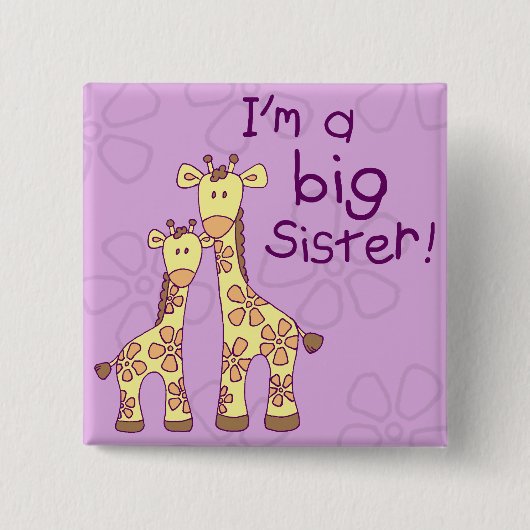 Big Sister Giraffe Vierkante Button 5,1 Cm (Voorkant)