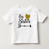 Big Sister Gold Heart Arrow Raglan Kinder Shirts (Voorkant)