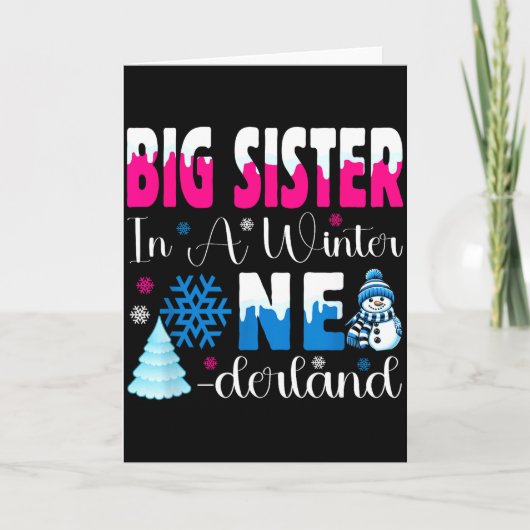 Big Sister In A Winter Onederland Bday Girl Sweet Kaart (Voorkant)