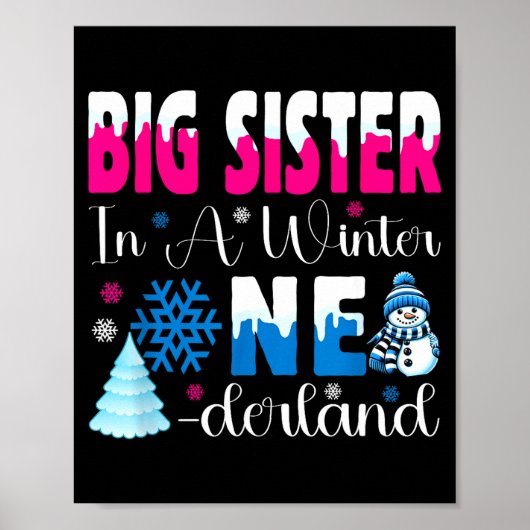 Big Sister In A Winter Onederland Bday Girl Sweet  Poster (Voorkant)